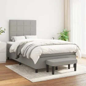 Cama box spring con colchón tela gris claro 120x200 cm de vidaXL, Camas y somieres - Ref: Foro24-3136581, Precio: 429,86 €, D...