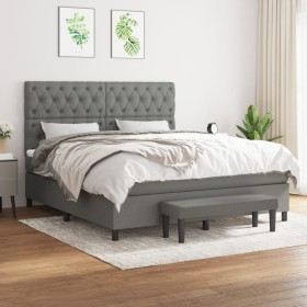 Cama box spring con colchón tela gris oscuro 160x200 cm de vidaXL, Camas y somieres - Ref: Foro24-3136846, Precio: 635,89 €, ...