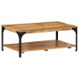 Mesa de centro con 2 alturas acero y madera mango 100x55x38 cm en Mesas de centro | Comprar online en Foru.es