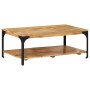Mesa de centro con 2 alturas acero y madera mango 100x55x38 cm en Mesas de centro | Comprar online en Foru.es
