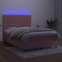 Cama box spring colchón y LED terciopelo rosa 140x190 cm de vidaXL, Camas y somieres - Ref: Foro24-3136184, Precio: 490,15 €,...