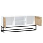 Mueble de TV hierro y madera contrachapada blanco 105x30x45 cm en Muebles TV | Comprar online en Foru.es