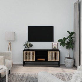 Mueble de TV hierro y madera contrachapada negro 105x30x45 cm en Muebles TV | Comprar online en Foru.es