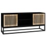 Mueble de TV hierro y madera contrachapada negro 105x30x45 cm en Muebles TV | Comprar online en Foru.es