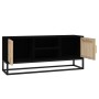Mueble de TV hierro y madera contrachapada negro 105x30x45 cm en Muebles TV | Comprar online en Foru.es