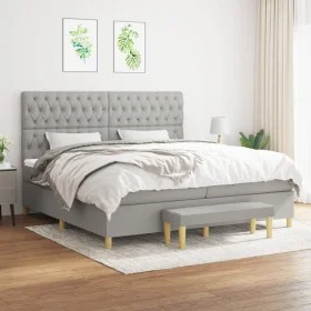 Box spring bed with light gray fabric mattress 200x200 cm by vidaXL, Beds and slatted bases - Ref: Foro24-3137421, Price: 727...