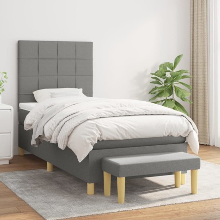 Cama box spring con colchón tela gris oscuro 80x200 cm de vidaXL, Camas y somieres - Ref: Foro24-3137110, Precio: 352,57 €, D...