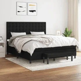 Cama box spring con colchón tela negro 180x200 cm de vidaXL, Camas y somieres - Ref: Foro24-3136935, Precio: 662,58 €, Descue...