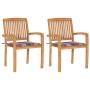 Sillas de jardín 2 uds madera de teca y cojines a cuadros rojos en Sillas de jardín | Comprar online en Foru.es