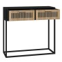 Mesa consola hierro y madera contrachapada negro 80x30x75 cm en Mesas auxiliares | Comprar online en Foru.es