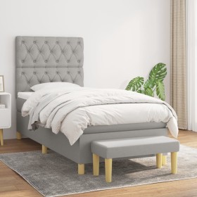 Cama box spring con colchón tela gris claro 80x200 cm de vidaXL, Camas y somieres - Ref: Foro24-3137349, Precio: 355,24 €, De...