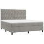 Cama box spring colchón y LED terciopelo gris claro 160x200 cm de vidaXL, Camas y somieres - Ref: Foro24-3136311, Precio: 564...