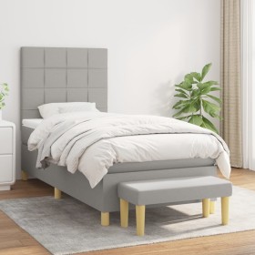Cama box spring con colchón tela gris claro 80x200 cm de vidaXL, Camas y somieres - Ref: Foro24-3137109, Precio: 334,81 €, De...