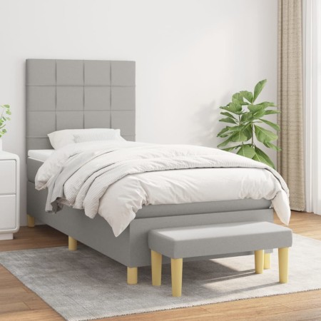 Cama box spring con colchón tela gris claro 80x200 cm de vidaXL, Camas y somieres - Ref: Foro24-3137109, Precio: 334,81 €, De...