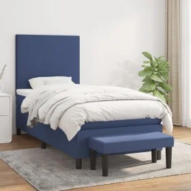 Cama box spring con colchón tela azul 100x200 cm de vidaXL, Camas y somieres - Ref: Foro24-3136419, Precio: 381,67 €, Descuen...