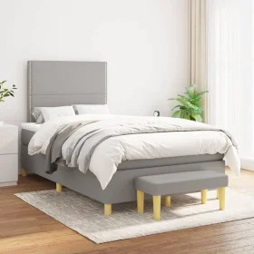 Box spring bed with light gray fabric mattress 120x200 cm by vidaXL, Beds and slatted bases - Ref: Foro24-3137061, Price: 430...