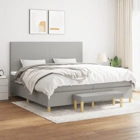 Box spring bed with light gray fabric mattress 200x200 cm by vidaXL, Beds and slatted bases - Ref: Foro24-3137021, Price: 730...