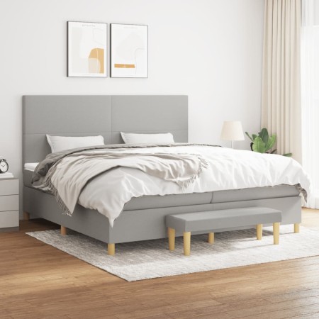 Cama box spring con colchón tela gris claro 200x200 cm de vidaXL, Camas y somieres - Ref: Foro24-3137021, Precio: 729,07 €, D...