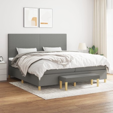 Cama box spring con colchón tela gris oscuro 200x200 cm de vidaXL, Camas y somieres - Ref: Foro24-3137022, Precio: 737,82 €, ...
