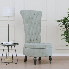 Sillón de respaldo alto con botones terciopelo gris claro en Sillones | Comprar online en Foru.es