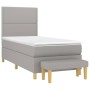 Cama box spring con colchón tela gris claro 100x200 cm de vidaXL, Camas y somieres - Ref: Foro24-3137053, Precio: 361,00 €, D...