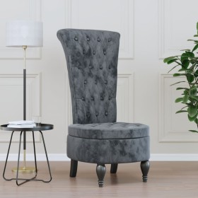 Sillón de respaldo alto con botones terciopelo gris oscuro en Sillones | Comprar online en Foru.es