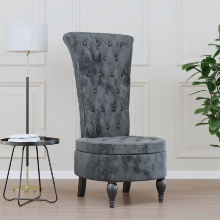 Sillón de respaldo alto con botones terciopelo gris oscuro en Sillones | Comprar online en Foru.es