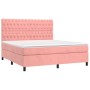 Cama box spring colchón y LED terciopelo rosa 180x200 cm de vidaXL, Camas y somieres - Ref: Foro24-3136322, Precio: 586,28 €,...