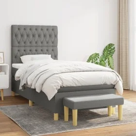 Box spring bed with dark gray fabric mattress 90x190 cm by vidaXL, Beds and slatted bases - Ref: Foro24-3137358, Price: 351,1...