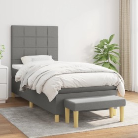 Cama box spring con colchón tela gris oscuro 100x200 cm de vidaXL, Camas y somieres - Ref: Foro24-3137134, Precio: 391,93 €, ...
