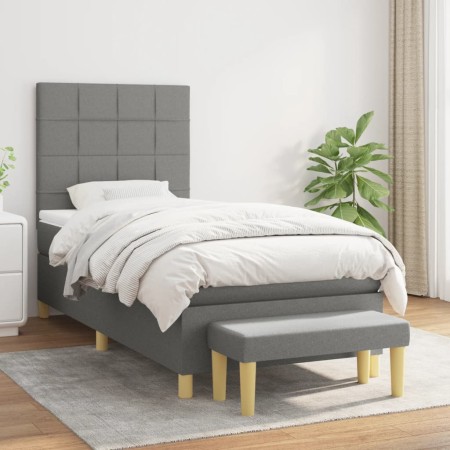 Cama box spring con colchón tela gris oscuro 100x200 cm de vidaXL, Camas y somieres - Ref: Foro24-3137134, Precio: 391,93 €, ...