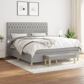 Cama box spring con colchón tela gris claro 180x200 cm de vidaXL, Camas y somieres - Ref: Foro24-3137413, Precio: 649,56 €, D...