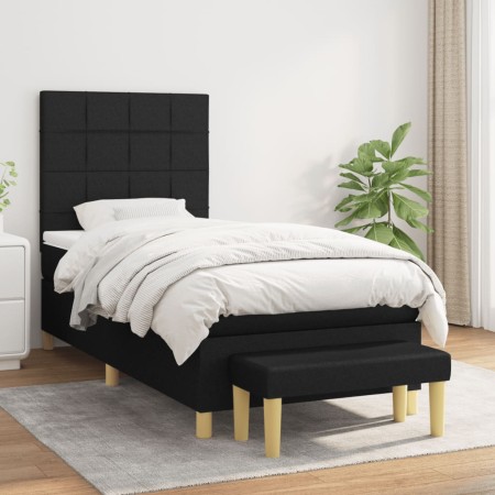 Cama box spring con colchón tela negro 80x200 cm de vidaXL, Camas y somieres - Ref: Foro24-3137111, Precio: 314,99 €, Descuen...