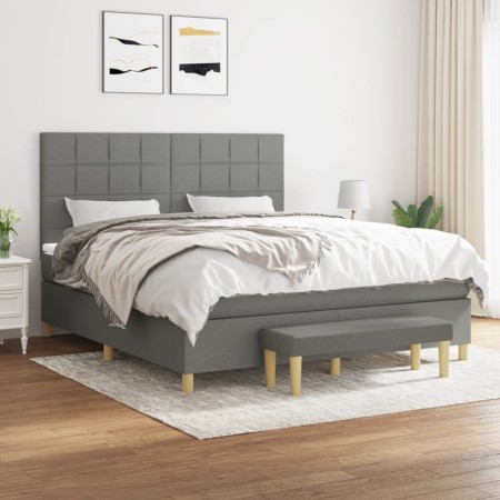 Cama box spring con colchón tela gris oscuro 160x200 cm de vidaXL, Camas y somieres - Ref: Foro24-3137166, Precio: 598,82 €, ...