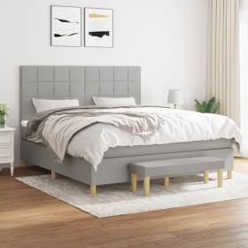 Cama box spring con colchón tela gris claro 180x200 cm de vidaXL, Camas y somieres - Ref: Foro24-3137173, Precio: 663,32 €, D...