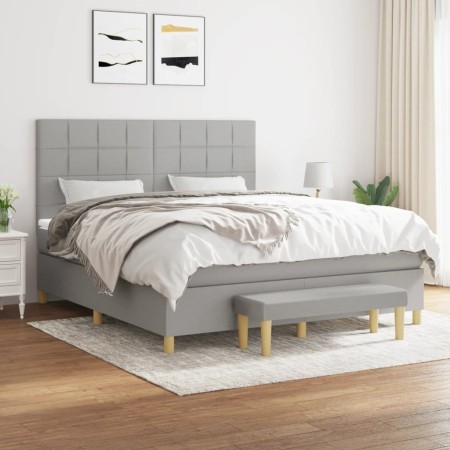 Cama box spring con colchón tela gris claro 180x200 cm de vidaXL, Camas y somieres - Ref: Foro24-3137173, Precio: 663,32 €, D...