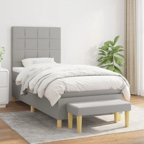 Cama box spring con colchón tela gris claro 90x190 cm de vidaXL, Camas y somieres - Ref: Foro24-3137117, Precio: 332,87 €, De...