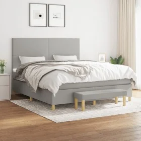 Cama box spring con colchón tela gris claro 160x200 cm de vidaXL, Camas y somieres - Ref: Foro24-3137005, Precio: 589,34 €, D...
