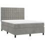 Cama box spring colchón y LED terciopelo gris claro 140x190 cm de vidaXL, Camas y somieres - Ref: Foro24-3136359, Precio: 561...