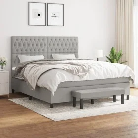 Cama box spring con colchón tela gris claro 180x200 cm de vidaXL, Camas y somieres - Ref: Foro24-3136853, Precio: 619,93 €, D...