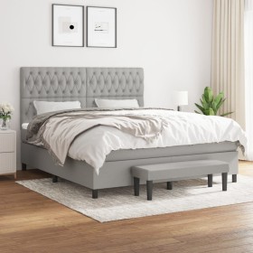 Cama box spring con colchón tela gris claro 180x200 cm de vidaXL, Camas y somieres - Ref: Foro24-3136853, Precio: 633,00 €, D...