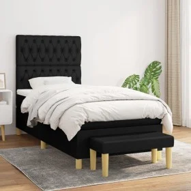 Boxspringbett mit schwarzer Stoffmatratze 90x200 cm von vidaXL, Betten und Lattenroste - Ref: Foro24-3137367, Preis: 339,39 €...