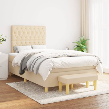 Cama box spring con colchón tela color crema 120x200 cm de vidaXL, Camas y somieres - Ref: Foro24-3137386, Precio: 473,22 €, ...