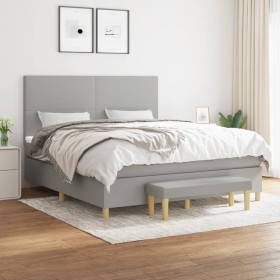 Cama box spring con colchón tela gris claro 180x200 cm de vidaXL, Camas y somieres - Ref: Foro24-3137013, Precio: 662,05 €, D...