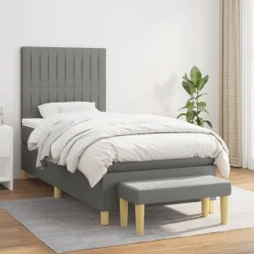 Box spring bed with dark gray fabric mattress 90x190 cm by vidaXL, Beds and slatted bases - Ref: Foro24-3137278, Price: 341,5...