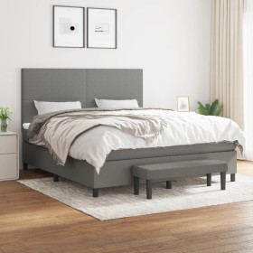 Cama box spring con colchón tela gris oscuro 180x200 cm de vidaXL, Camas y somieres - Ref: Foro24-3136454, Precio: 682,67 €, ...