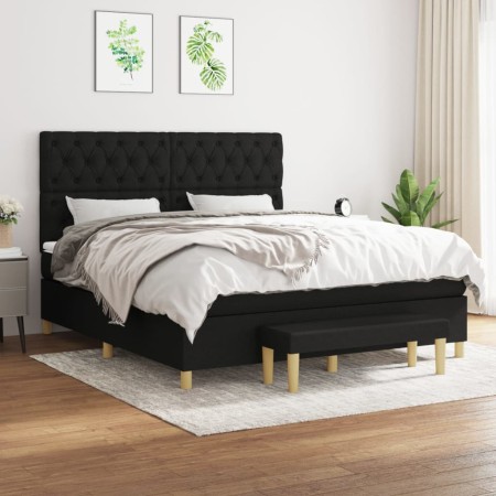Cama box spring con colchón tela negro 160x200 cm de vidaXL, Camas y somieres - Ref: Foro24-3137407, Precio: 646,91 €, Descue...