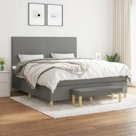 Cama box spring con colchón tela gris oscuro 180x200 cm de vidaXL, Camas y somieres - Ref: Foro24-3137014, Precio: 636,51 €, ...