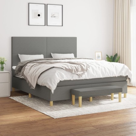 Cama box spring con colchón tela gris oscuro 180x200 cm de vidaXL, Camas y somieres - Ref: Foro24-3137014, Precio: 672,14 €, ...