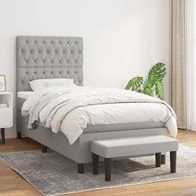 Box spring bed with light gray fabric mattress 90x200 cm by vidaXL, Beds and slatted bases - Ref: Foro24-3136805, Price: 352,...